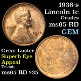1936-s Lincoln Cent 1c Grades GEM Unc RD