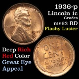 1936-p Lincoln Cent 1c Grades Select Unc RD