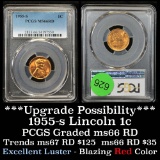 PCGS 1955-s Lincoln Cent 1c Graded ms66 rd By PCGS