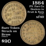 1864 P.V. Fort Co Dealers in Fruit and Nuts F#10b-2a Store Card Token Grades xf