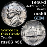 1946-d Jefferson Nickel 5c Grades Gem+ Unc