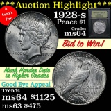 ***Auction Highlight*** 1928-s Peace Dollar $1 Graded Choice Unc by USCG (fc)