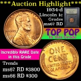 ***Auction Highlight*** Top Pop! 1934-d Lincoln Cent 1c Graded GEM++ Unc RD by USCG (fc)
