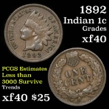1892 Indian Cent 1c Grades xf