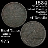 1834 Woodworth Patent Planting Machine Hard Times Token Grades xf details