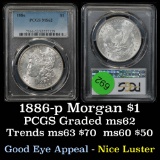 PCGS 1886-p Morgan Dollar $1 Graded ms62 By PCGS