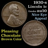 1930-s Lincoln Cent 1c Grades AU, Almost Unc
