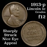 1913-s Lincoln Cent 1c Grades f, fine