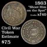 1863 Patriotic Flag of Our Union / Shoot Him On The Spot F# 207/412 Civil War Token Grades xf