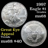 1997 Silver Eagle Dollar $1 Grades GEM+++ Unc