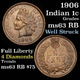 1906 Indian Cent 1c Grades Select Unc RB