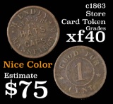 c.1863 H. Endly dealer in Hats and Caps Fuld# 505a-1a/1270 Store Card Token Grades xf