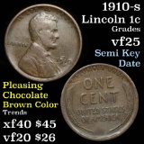 1910-s Lincoln Cent 1c Grades vf+