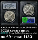 Scarce PCGS 2001-d Buffalo Modern Commem Silver Dollar $1 Graded ms69 by PCGS