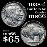 1938-d Buffalo Nickel 5c Grades Gem+ Unc