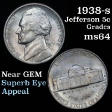 1938-s Jefferson Nickel 5c Grades Choice Unc