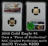 Perfect NGC 2016 Gold Eagle Five Dollars $5 Graded ms70 by NGC 30th Anniversary (fc)