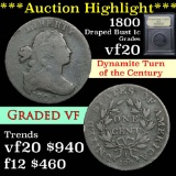 ***Auction Highlight*** 1800 Draped Bust Large Cent 1c Graded vf, very fine by USCG (fc)