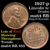 1927-p Lincoln Cent 1c Grades Choice Unc RB