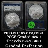PCGS 2013(w) Silver Eagle Dollar $1 Graded ms70 By PCGS