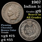 Key Date 1867 Indian Cent 1c Grades g+