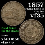 1857 Flying Eagle Cent 1c Two year type coin Grades vf++ Nice feathers