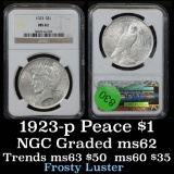 NGC 1923-p Peace Dollar $1 Graded ms62 By NGC