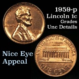 1959-p Lincoln Cent 1c Grades Unc Details