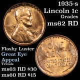 1935-s Lincoln Cent 1c Grades Select Unc RD