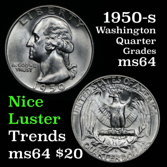 1950-s Washington Quarter 25c Grades Choice Unc