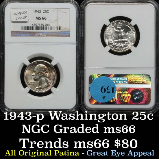 NGC 1943-p Washington Quarter 25c Graded ms66 by NGC