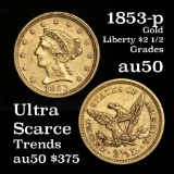 1853-p Gold Liberty $2 1/2 Grades AU, Almost Unc (fc)