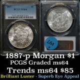 PCGS 1887-p Morgan Dollar $1 Graded ms64 by PCGS
