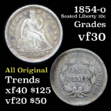 1854-o Seated Liberty Dime 10c Grades vf++