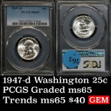 PCGS 1947-d Washington Quarter 25c Graded ms65 by PCGS