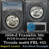 PCGS 1958-d Franklin Half Dollar 50c Graded ms64fbl by PCGS