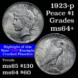 1923-p Peace Dollar $1 Cracked plantchet Grades Choice+ Unc
