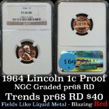 NGC 1964 Lincoln Cent 1c Graded pr68 RD by NGC