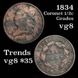 1834 Coronet Head Large Cent 1c Grades vg, very good