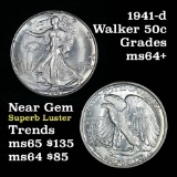 1941-d Walking Liberty Half Dollar 50c Grades Choice+ Unc
