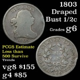 1803 Draped Bust Half Cent 1/2c Grades g+