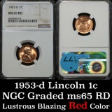 NGC 1953-d Lincoln Cent 1c Graded ms65 rd by NGC
