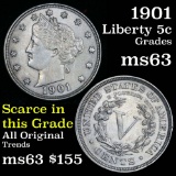 Nice Luster 1901 Liberty Nickel 5c Good Eye Appeal Grades Select Unc Scarce Date