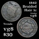 1842 Braided Hair Large Cent 1c Grades vg, very good