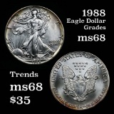 1988 Silver Eagle Dollar $1 Grades GEM+++ Unc
