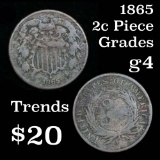 1865 2 Cent Piece 2c Grades g, good