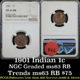 NGC 1901 Indian Cent 1c Graded ms63 RB by NGC