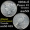 1934-d Peace Dollar $1 Grades AU, Almost Unc