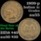 1909 Indian Cent 1c Grades Choice AU