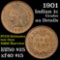1901 Indian Cent 1c Grades AU Details